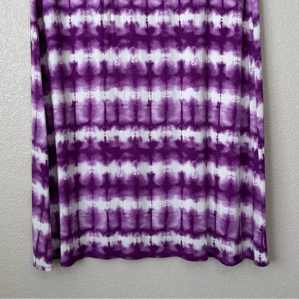 Ava & Viv Boho Purple White Tie Dye Stretchy Maxi Skirt